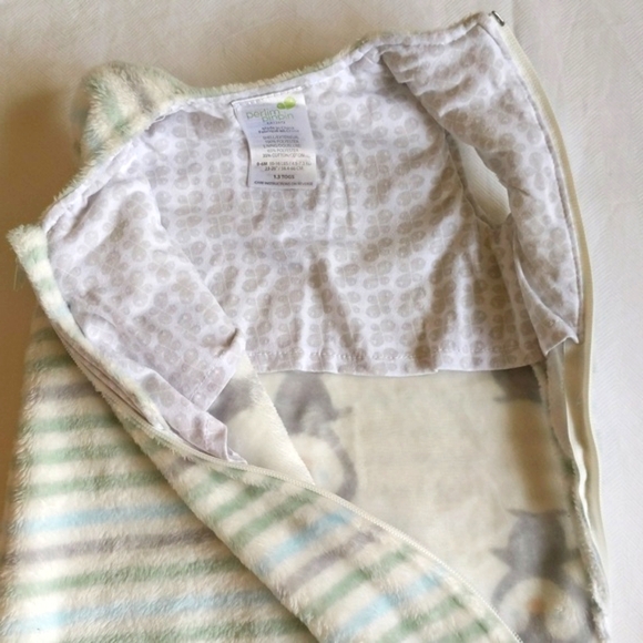 perlim pinpin fluffy striped fleece zip-up sleep sack 0-6 months baby 1.5 TOGS - Picture 5 of 8